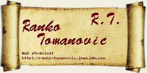 Ranko Tomanović vizit kartica
